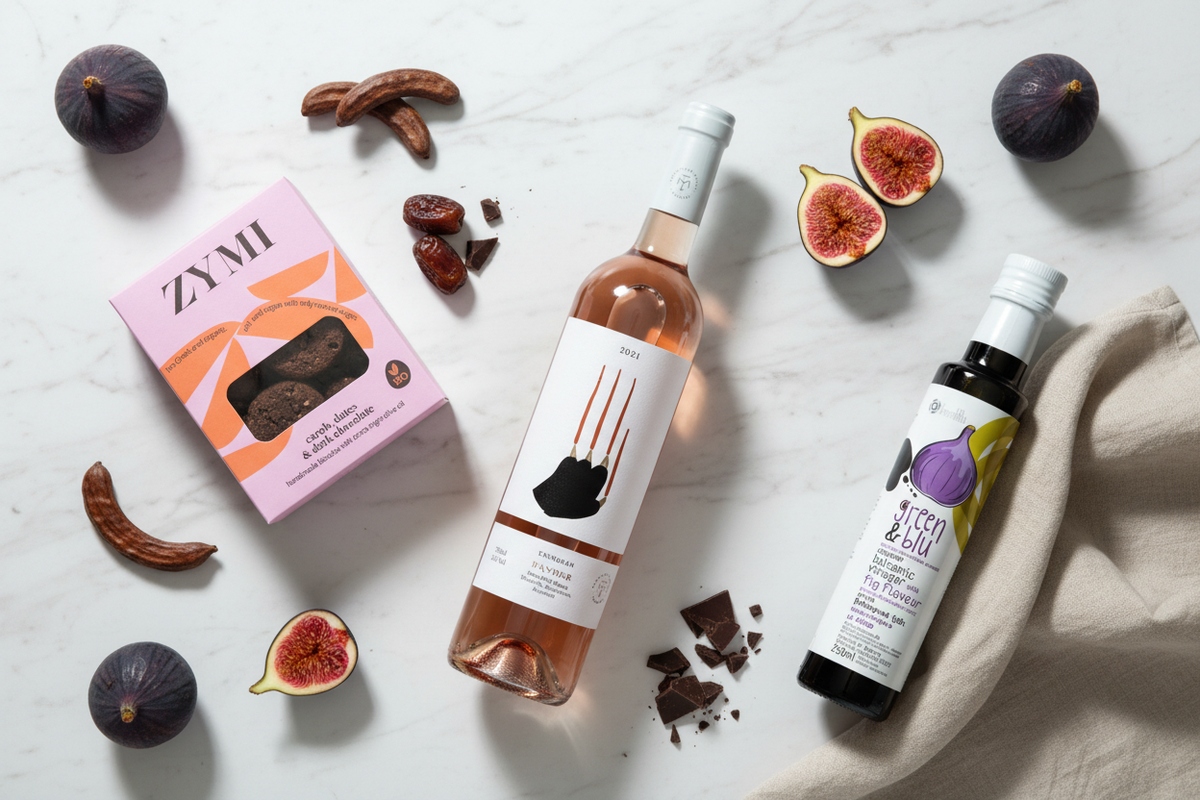 Geschenk-Arrangement Zymi, Panther Rosé & Feigenessig