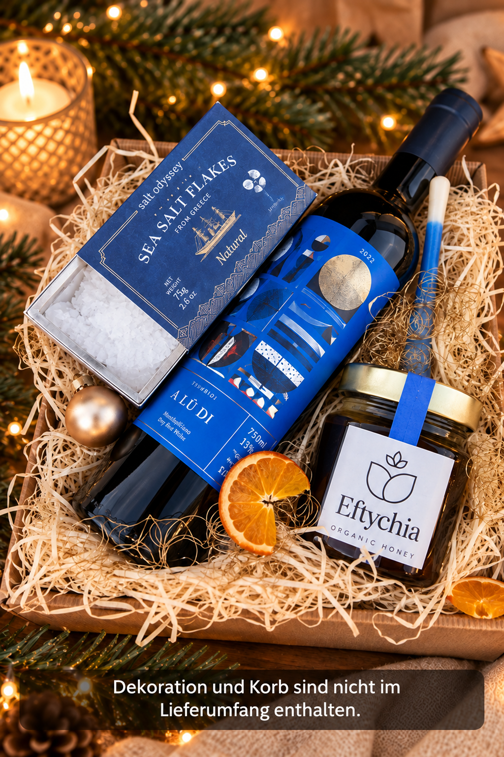 Griechische Geschenkbox klein – Honig, Rotwein & Salz