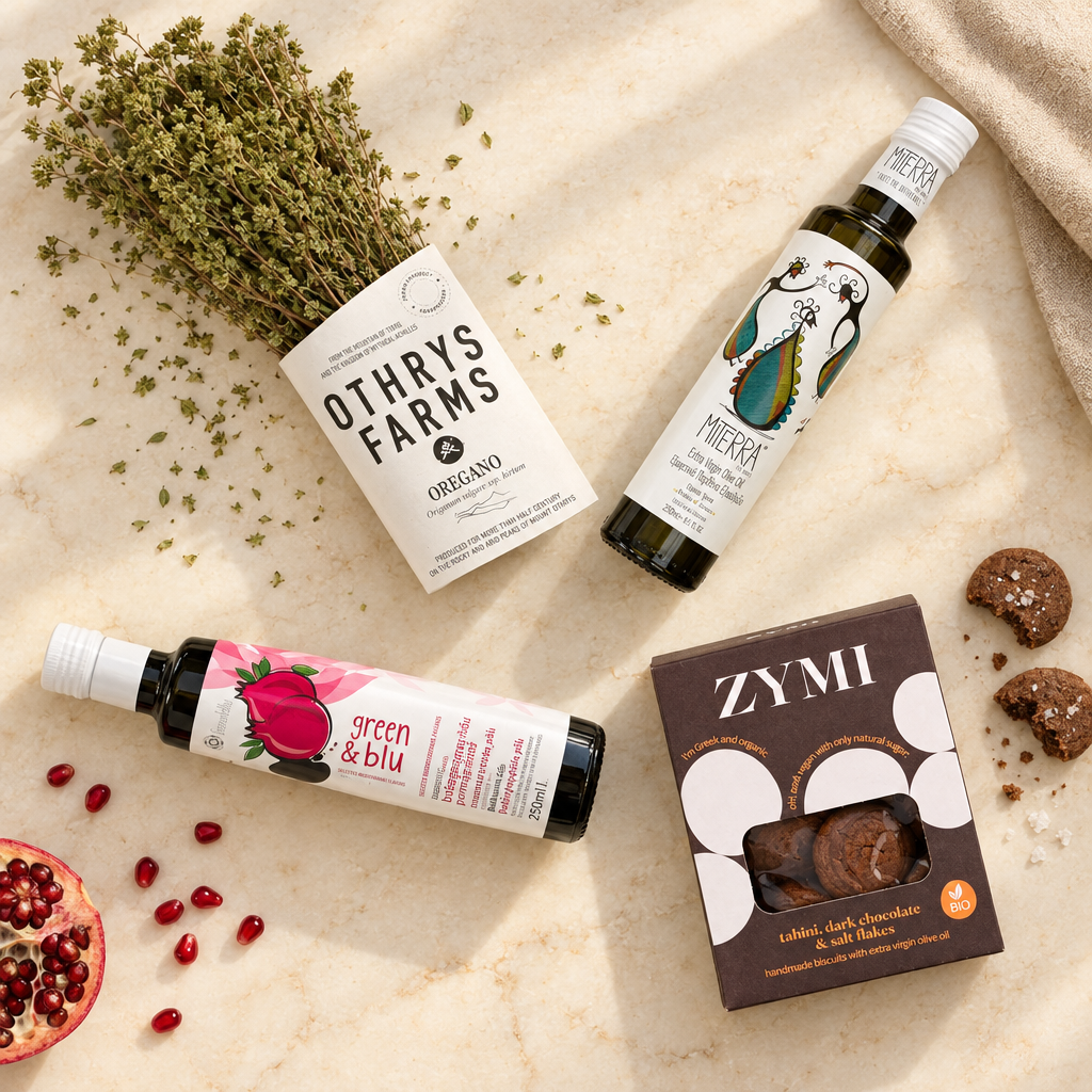 Öl und Essig Geschenkbox mit unterschiedlich ausgerichteten Produkten