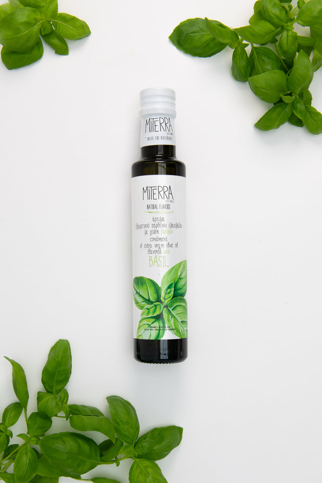 Miterra Extra Natives Olivenöl mit Basilikum 250 ml Glas