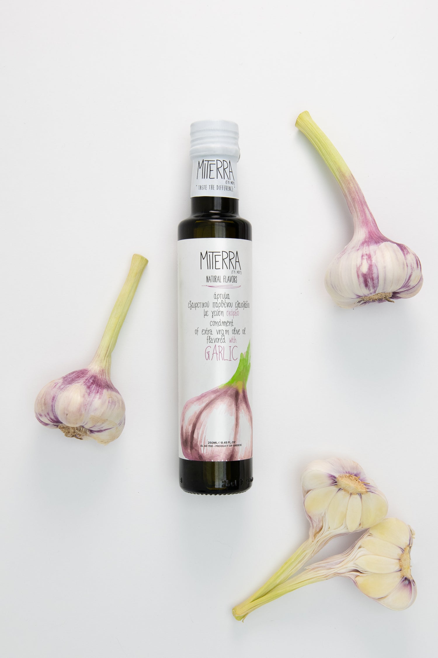 Miterra Extra Natives Olivenöl mit Knoblauch 250 ml Glas